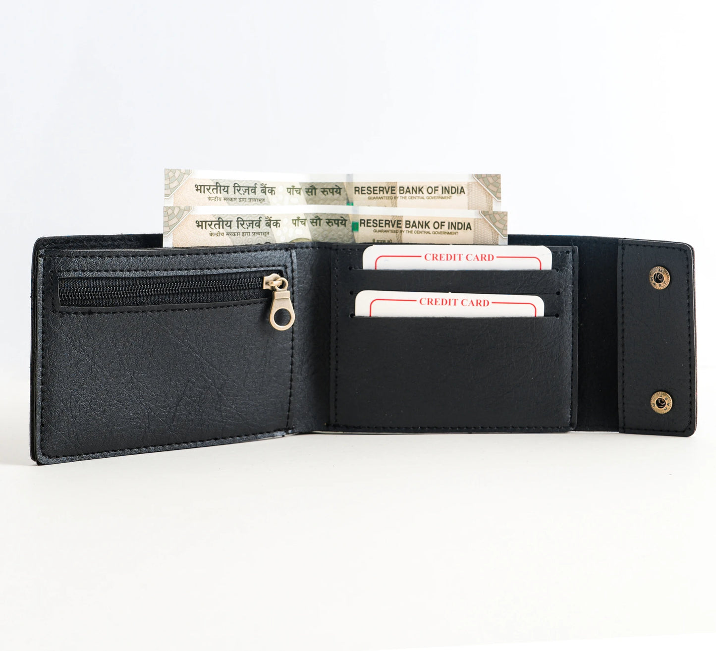 Personalized Buttoned Men's Wallet in Black
