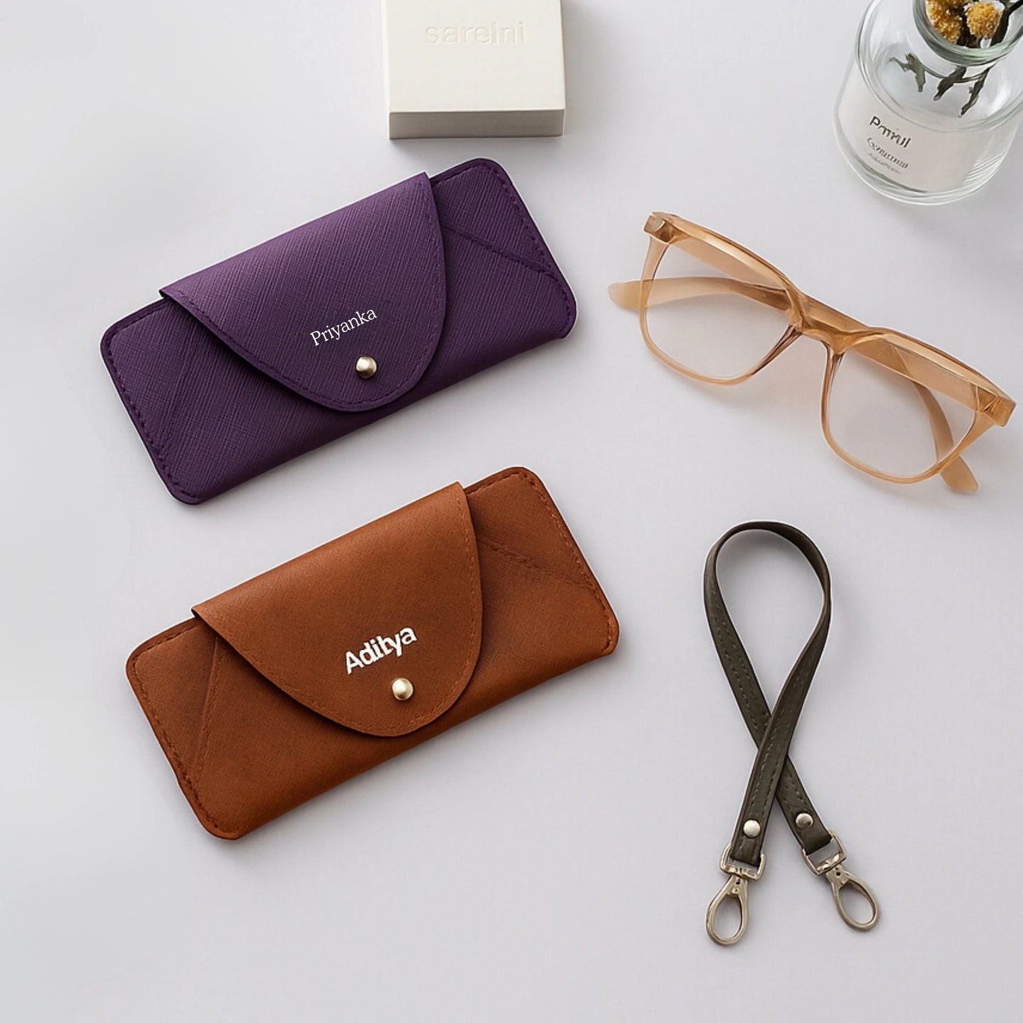 Personalized Sun Glass Cover In Palm Purple