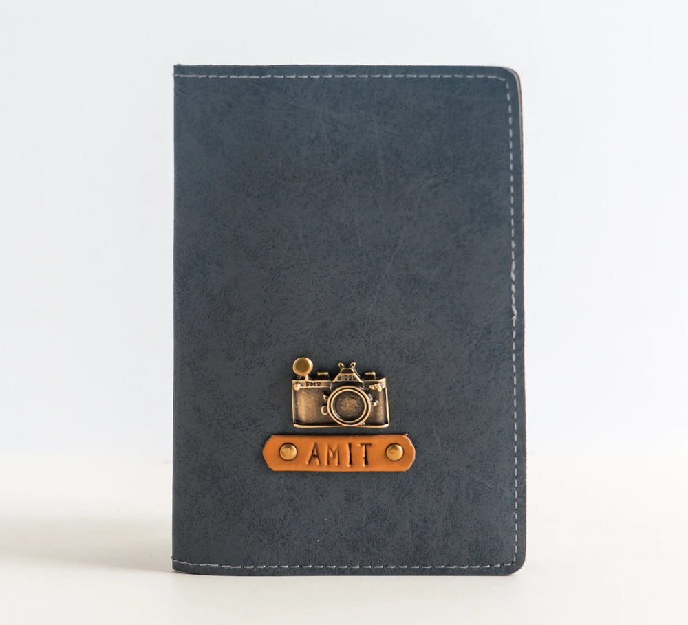 Personalized Passport Cover In Grey