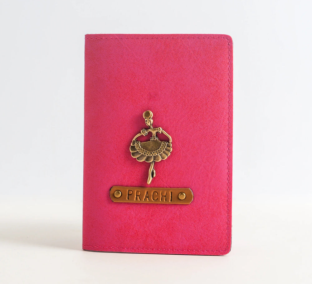 Personalized Passport Cover In Dark Pink